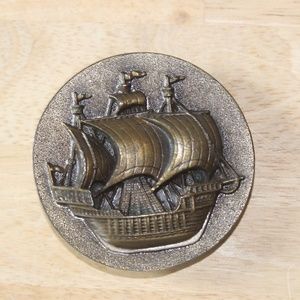 Sailing Ship Western Brass Belt Buckle